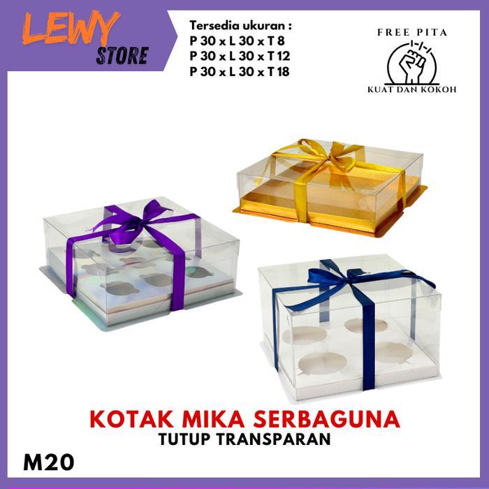 Kotak Kue Box Mika Cake Box 30x30 cm Box Puding Kotak Kue Mika Transparan PET Kotak Kado Gift Box