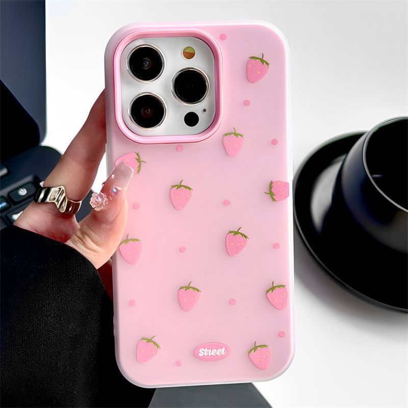 2 In 1 Lucu Stroberi Case Iphone 17 Pro Max 12 Pro 13 11 15 14 16 Plus 16 Pro Max Case