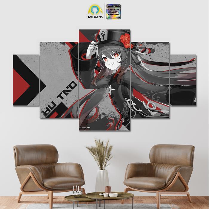 MEKANS 1 SET Pajangan Hiasan dinding GENSHIN IMPACT HU TAO Poster Kayu Wall Decor 5pcs
