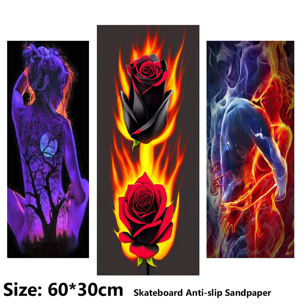 Fire Rose Desire Sexy Pattern Electric Scooter Anti-slip Sticker Sandpaper Skateboard Grip Tape