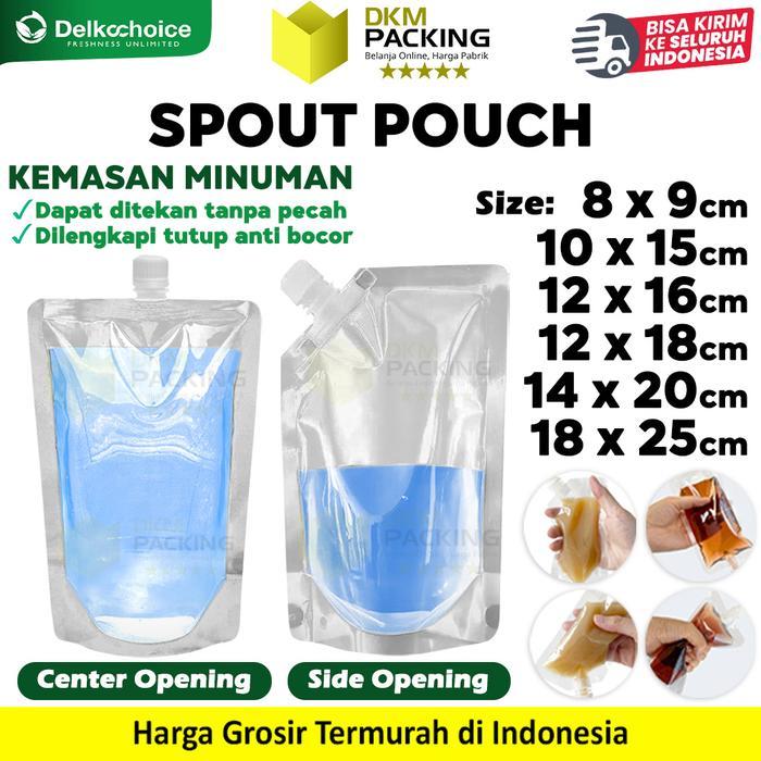 SPOUT POUCH Kemasan Plastik dengan Tutup Minuman Cairan Standing Bening Serbaguna Transparan