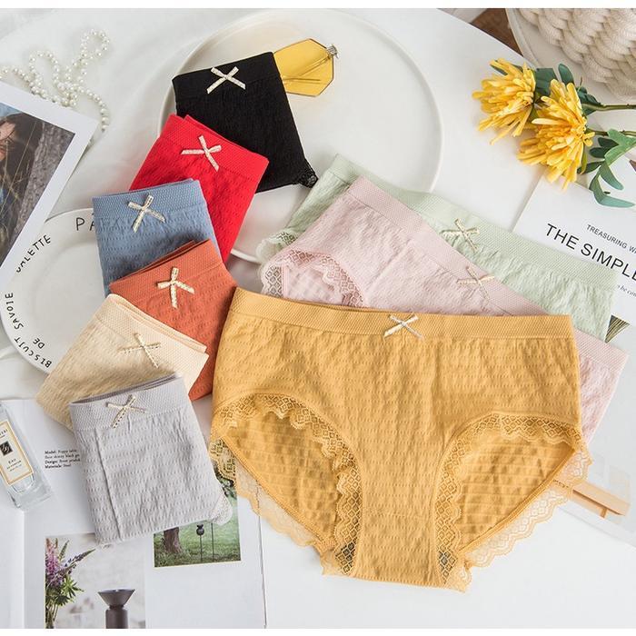 Celana dalam Wanita Bahan Katun CD Lace Pakaian Dalam Wanita 2077 Fit Karet