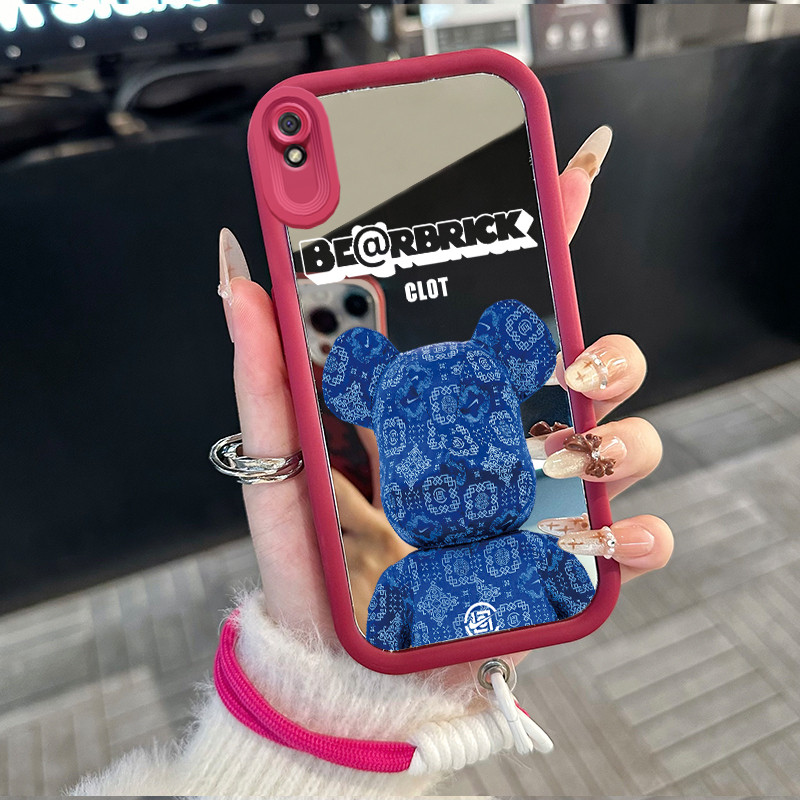 Casing Hp untuk Xiaomi Redmi 9A 9I Case Casing beruang pola Silikon Softcase Kasing HP tali gantung 