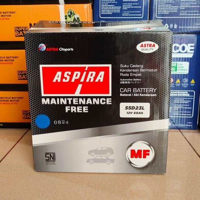 Aki Mobil Kijang Innova Bensin Matic, Alphard, Fortuner Bensin 55D23L Aspira Mf Aki Kering 12V/60Ah