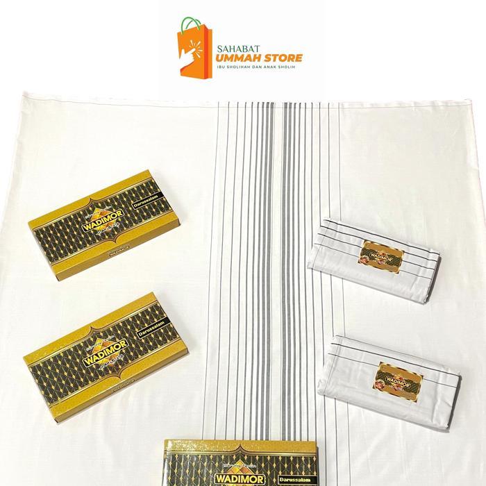 Sarung Wadimor Putih Tumpal Samping Sholat Santri Katun Tenun Lembut