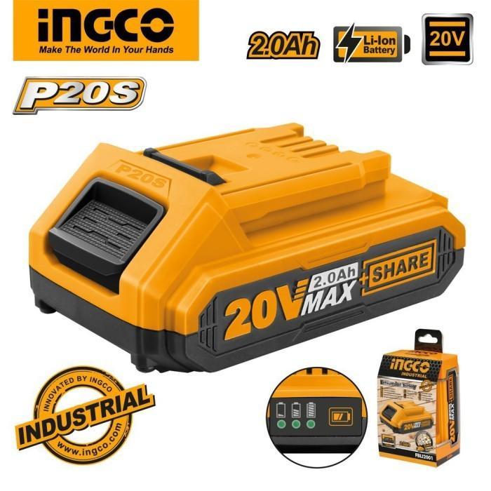 TERLARIS Baterai P20S 2.0Ah Power Tools INGCO - FBLI200 20V Li-Ion Battery SALE