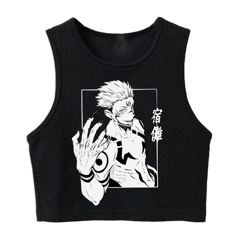 New Crop Top Vest Tshirt Manga Tank Top Japanese Anime Jujutsu Kaisen T Shirt Gojo Satoru Tops Yuji