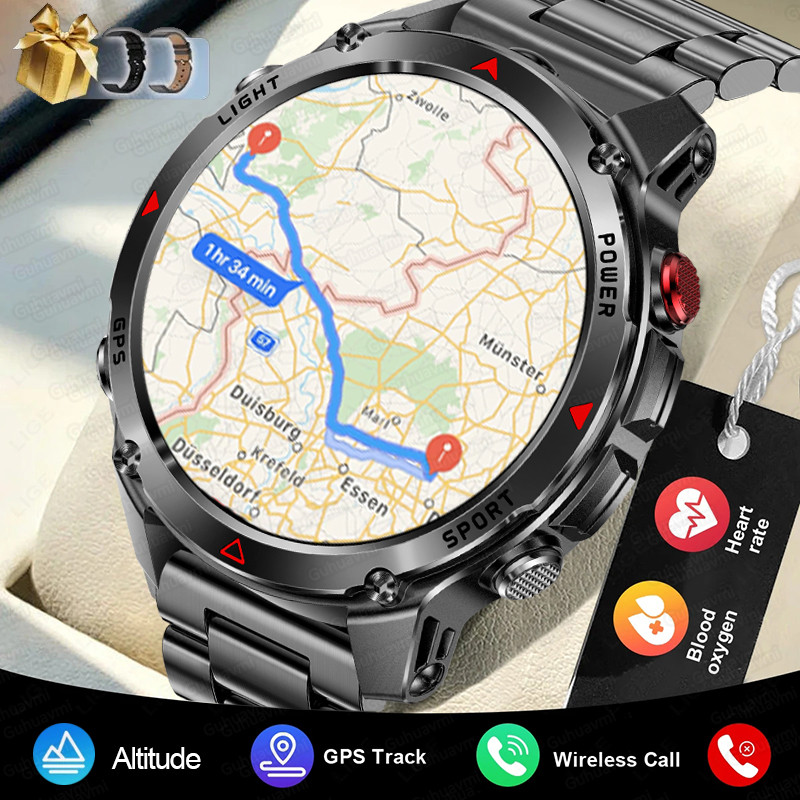 Jam Tangan Pintar Outdoor dengan GPS dan Kompas, Tahan Air 3ATM
