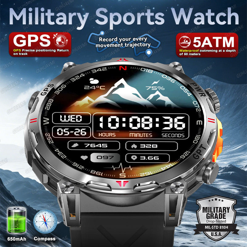 Jam Tangan Pintar GPS untuk Olahraga Outdoor dengan Kompas dan Altimeter