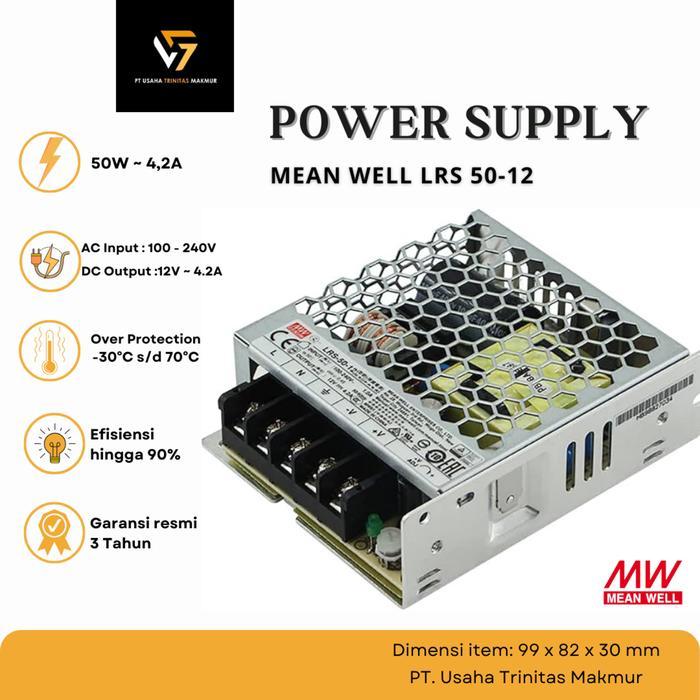 Trafo Power Supply Mean Well LRS 50-12 50 watt 12 volt 4.2 ampere Garansi 3 tahun