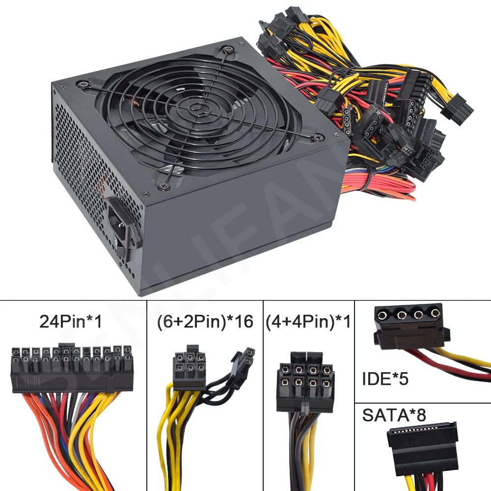 SENLIFANG ATX 2000w Suitable for mining Power Supply 8GPU ETC RVN Rig Ethereum Miner 180-240v PC PSU