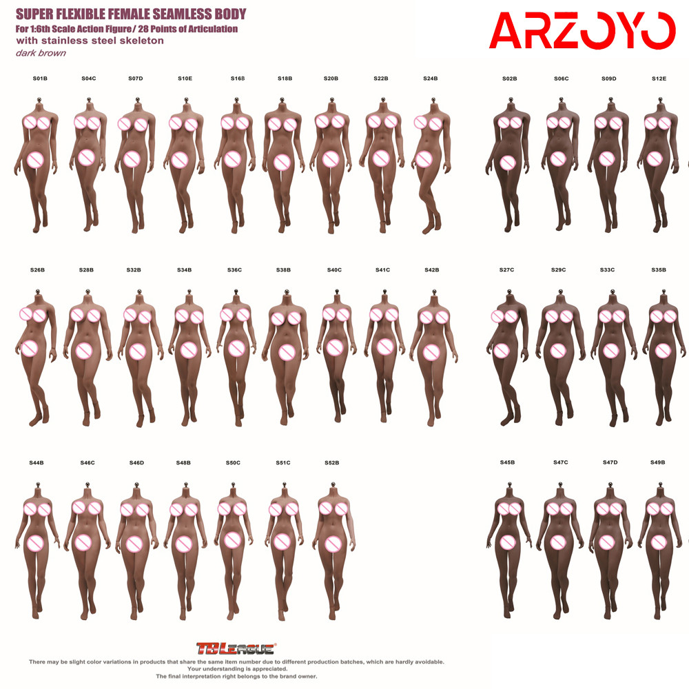 TBLeague 1/6 Female Dark Brown/Dark Skinned Steel Skeleton Seamless Body 12'' Super Flexible Soldier