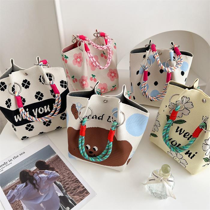 Handmade Bag Tas Tangan Wanita Korean Style Knot Bag Rajut Knitted Hand Tote Bag Original