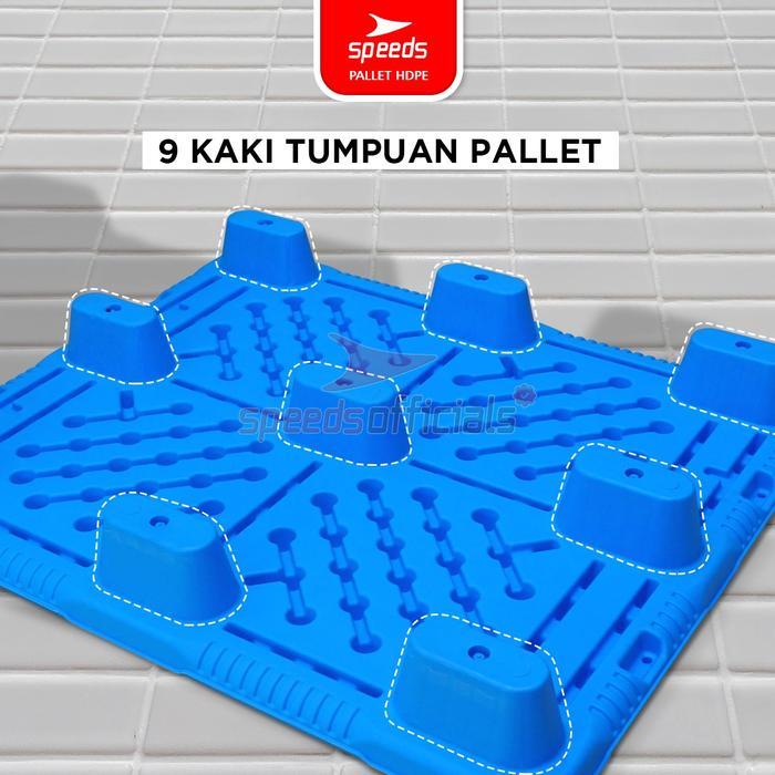 SALE SPEEDS Palet Plastik HDPE Tebal 120x100x15cm Plastic Pallet Warehouse Pallet Gudang Kaki 9 Kuat