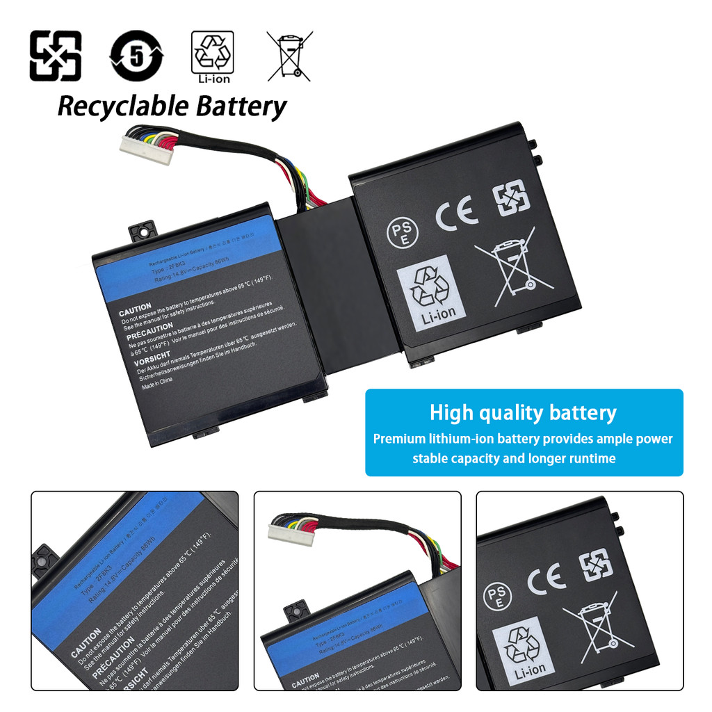 M18X 2F8K3 86wh 14.8V Laptop Battery for DELL Alienware 17 18 Alienware M17X R5 M18X R3 P18E P19E