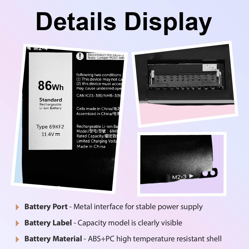 69KF2 Laptop Battery for Dell M15 R3 R4 R5 R6 R7 M17 R3 R4 XPS 15 9500 9510 9520 G7 15 7500 G15 5510