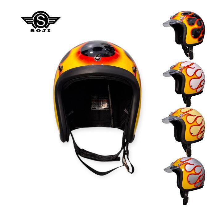 Soji Helm Slim Head 500Tx Motif Api Pet Japan