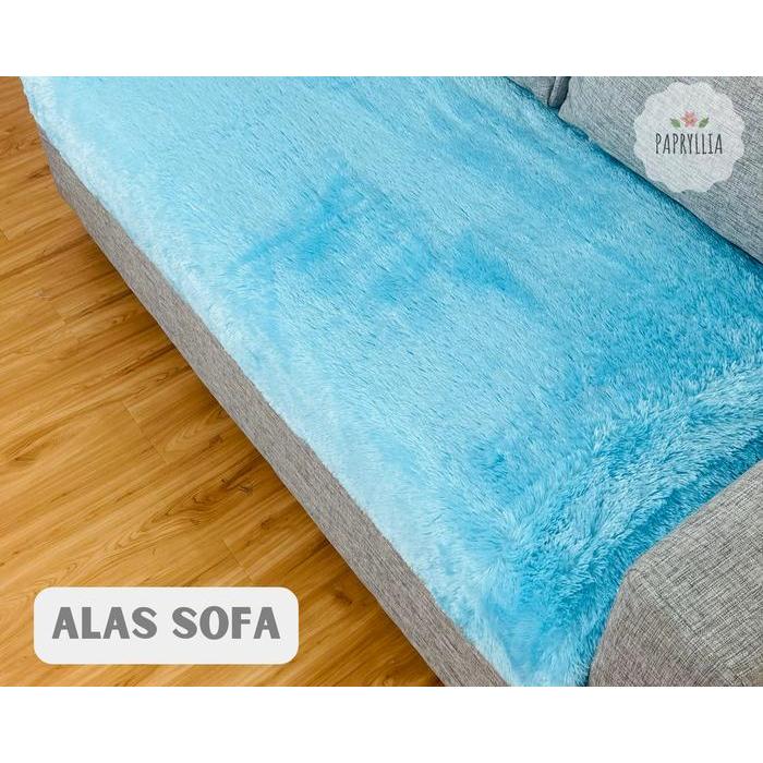 Papryllia - Alas Sofa Bulu Rasfur Ukuran 150x100cm ( Biru Mint )