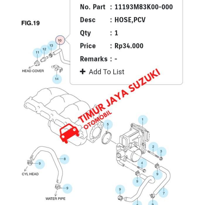 selang pcv valve splash asli sgp sparepart suzuki