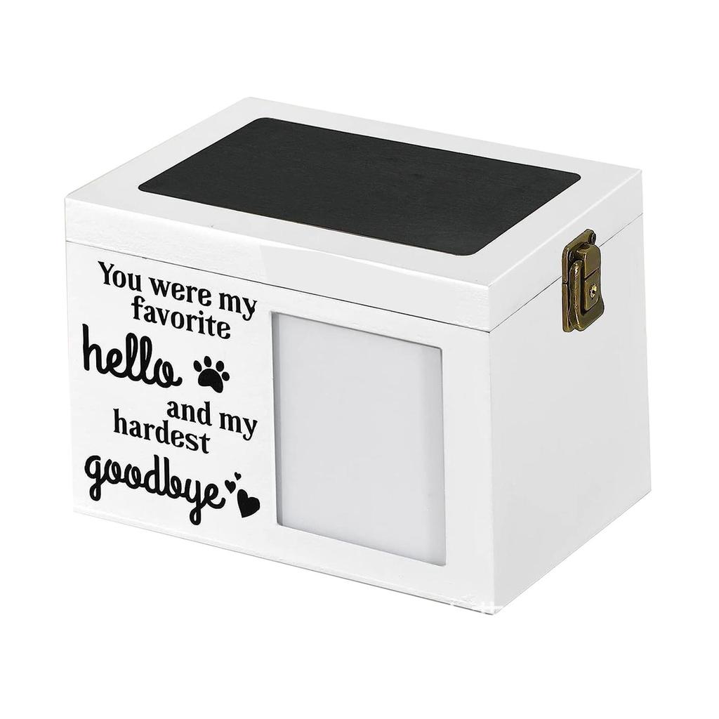 Pet Memorial Urn Sealed Durable Wooden Pet Urn Pet Ashes Urn Photo Memorial Box for Remembrance Gift