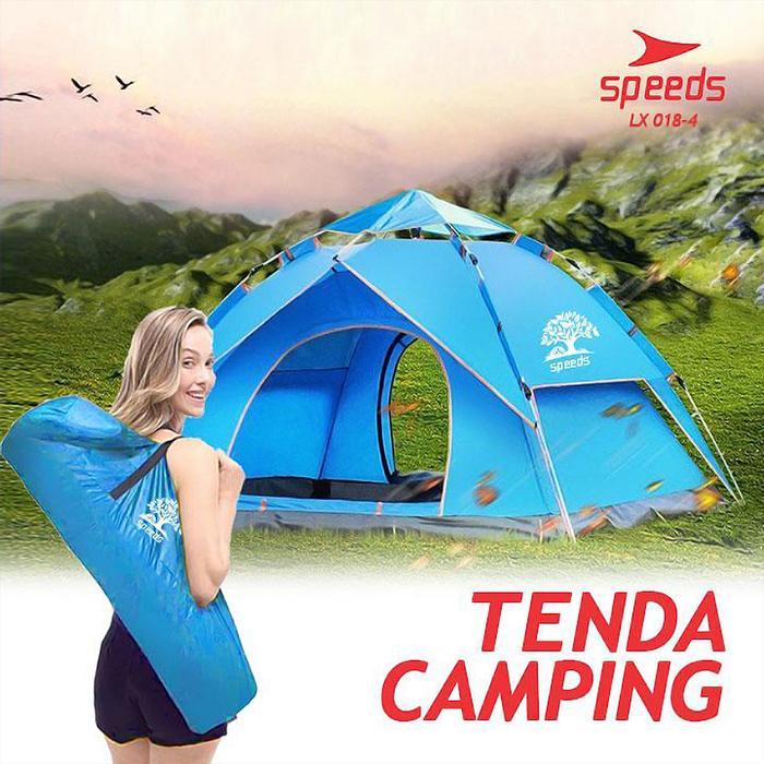 Speeds Tenda Camping 4 Orang Tenda Lipat Bahan Parasut Anti Hujan Outdoor 018-4
