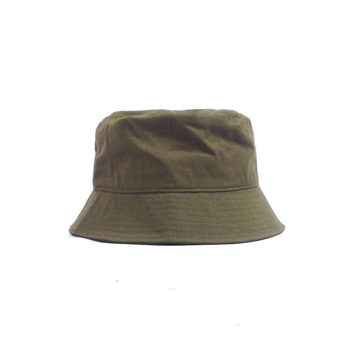 POPSUITE Topi Bucket Hat Hijau Olive Green Army Topi Bucket Pria Topi Pria Topi Unisex