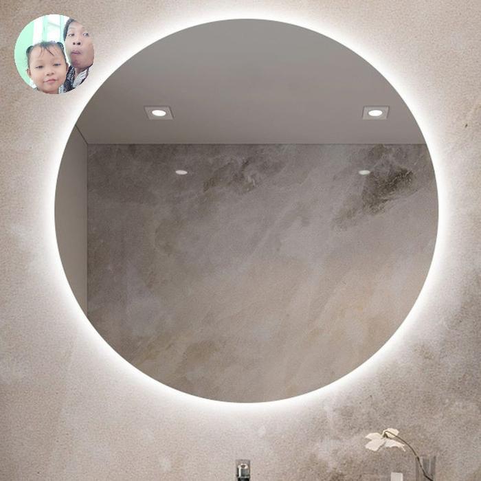 Cermin Wastafel Kamar Mandi Led Touch Screen Cermin Dinding Cermin Bulat Cermin 3Mm