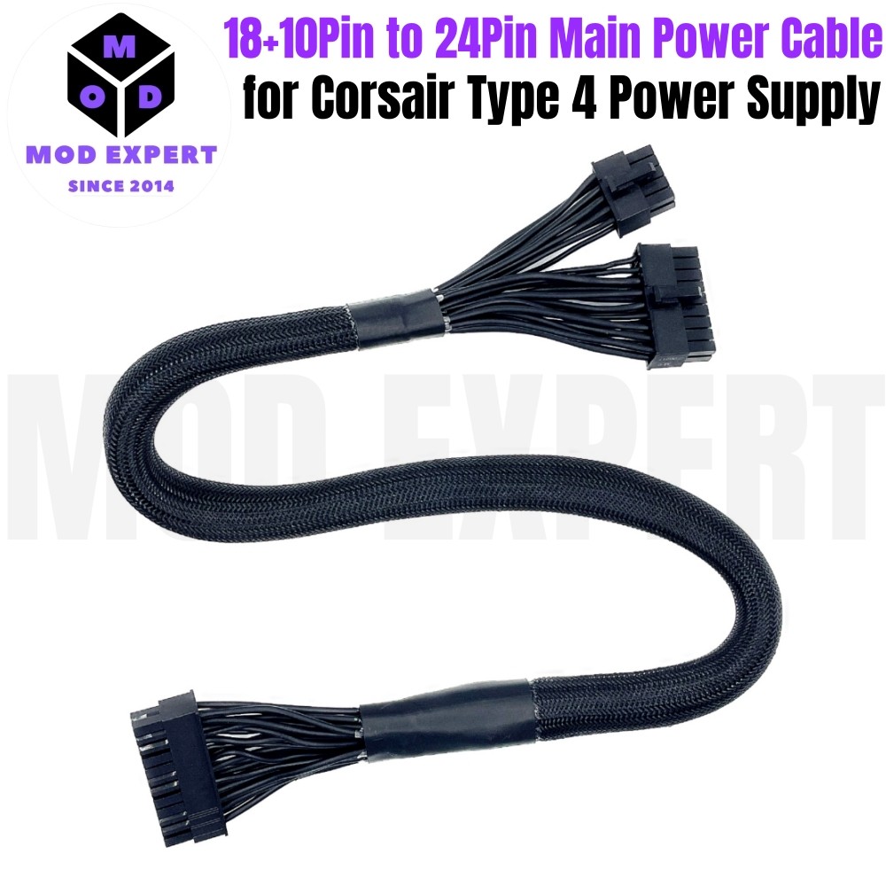 For Corsair SF750, SF600, SF450 Type 4 Modular PSU, 18+10Pin to 24Pin ATX Motherboard Main Power