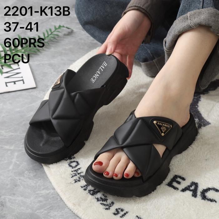 Sandal Wedges Jelly Wanita / Sendal Karet Import Tinggi Tebal Balance 2201