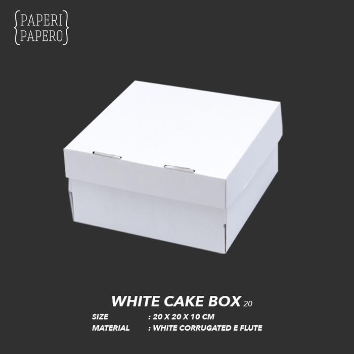 Kotak Kue Bolu Putih 20 x 20 x 10 cm - Corrugated E Flute