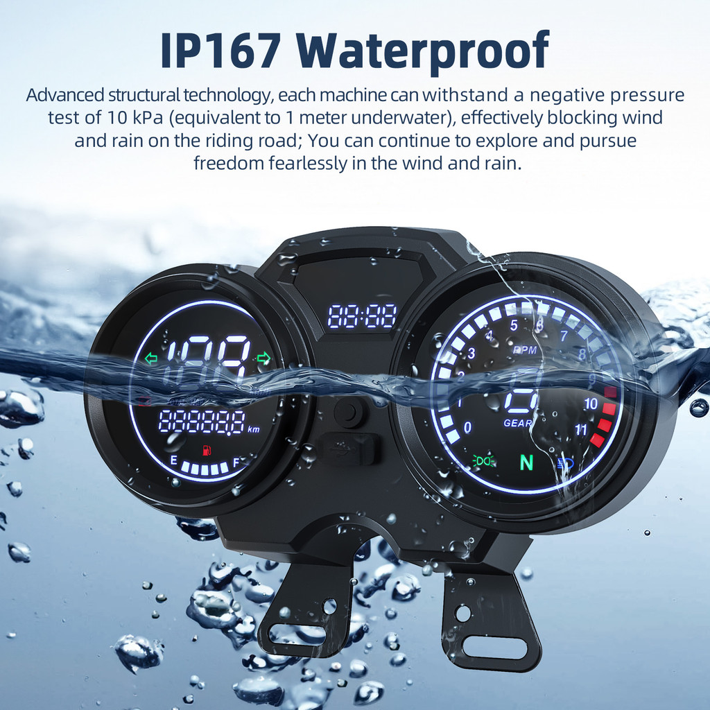 Universal Lcd Digital Motorcycle Speedometer Tacho Gauge Motor Speed Gauge Tachometer Rpm Meter Fuel