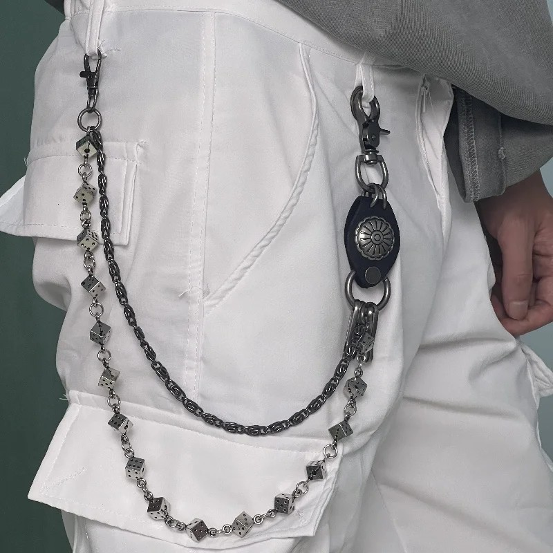 Men's Motorcycle KeyChain Jean Biker Wallet Belts Chain Skull Charm Leather Gothic Rock Pants