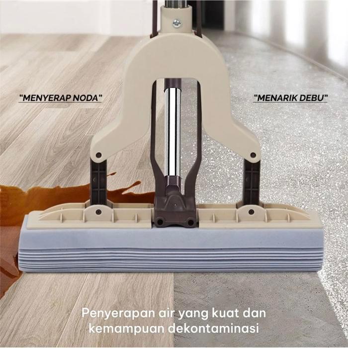 Alat Pel Lantai Karet Pengering Lantai Mop 28cm Termasuk Spon Pel Menyerap Air