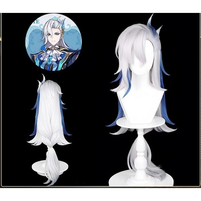 Wig Neuvillette Cosplay Genshin Impact Orang Dewasa/Anak-Anak Dapat Menggunakannya