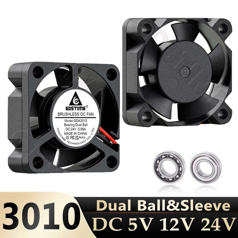 PROMO HARI INI  Gdstime 30mm 3D Printe Fan 5V 12V 24V Mini PC Fan 3010 2Pin Axial Cooler 3CM 30x30x1