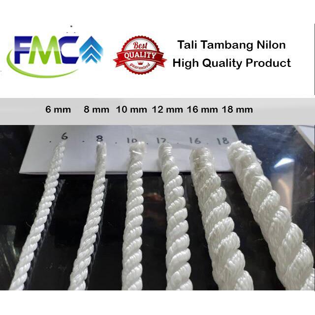 "New" Tali Tambang Kecil Nilon 3mm 4mm 5mm Nylon Per 10 Meter Dadung Pengikat Barang Tali Nilon