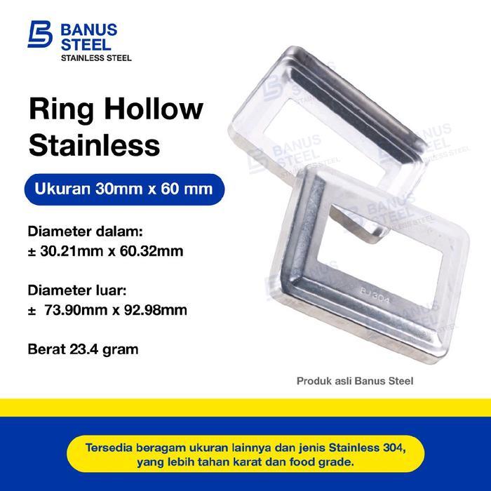 SALE Ring hollow stainless 304 kotak 3 cm x 6 cm / 30 x 60 mm penutup pipa TERMURAH