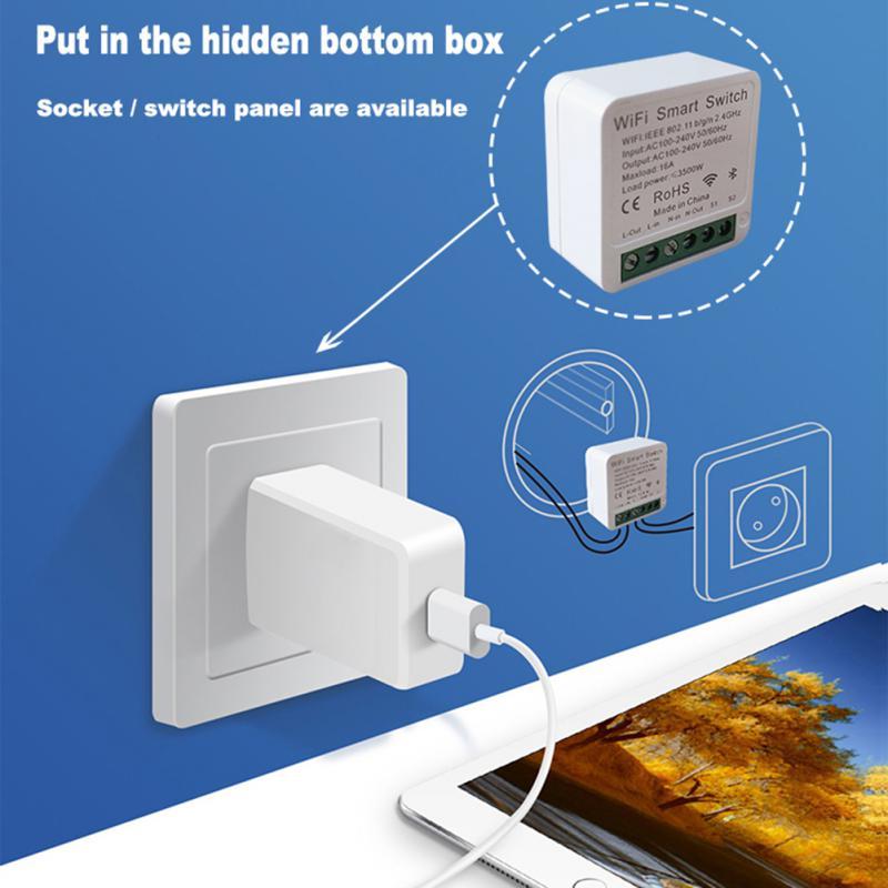 AUBESS EWeLink Wifi Smart Switch Mini 16A 2way Control Smart Home Breaker Wireless Remote Voice