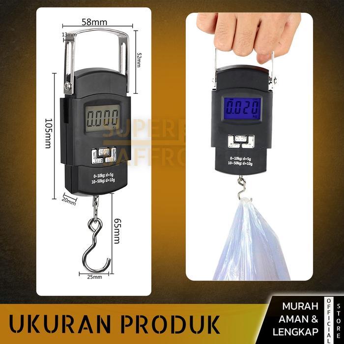 "New" Timbangan Gantung 50 Kg LCD Digital Scale Portable Mini Kiloan Ikan Beras serbaguna Koper