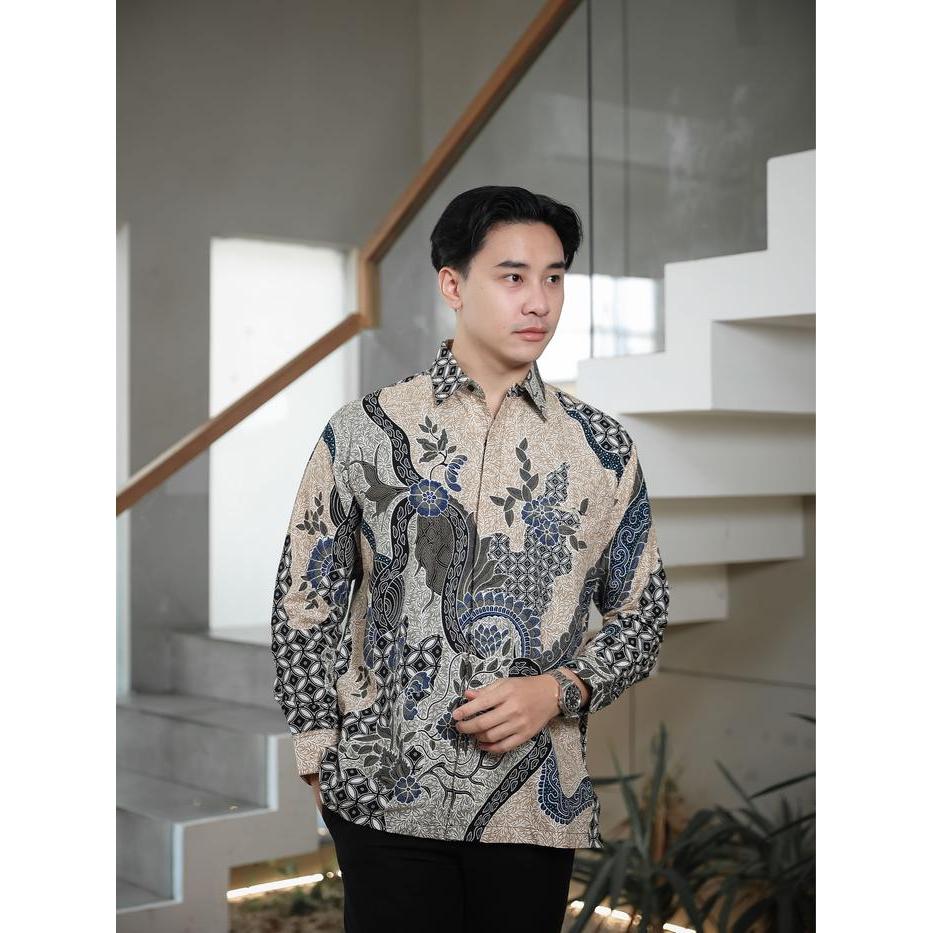 Hardi Batik Dobby - ANDARA CREAM Kemeja Batik Pria Lengan Panjang
