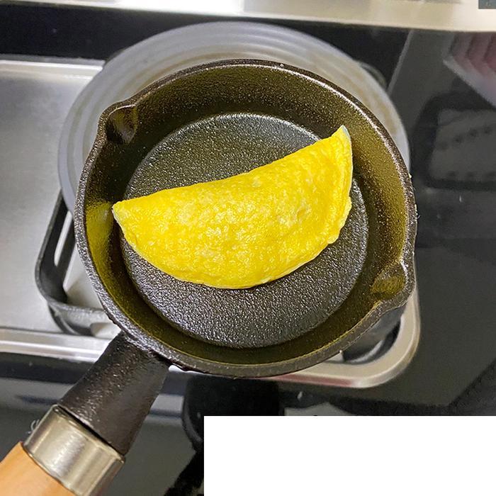 Panci Wajan Frying Pan Cast Iron Mini Wooden Handle Gagang Kayu Kecil