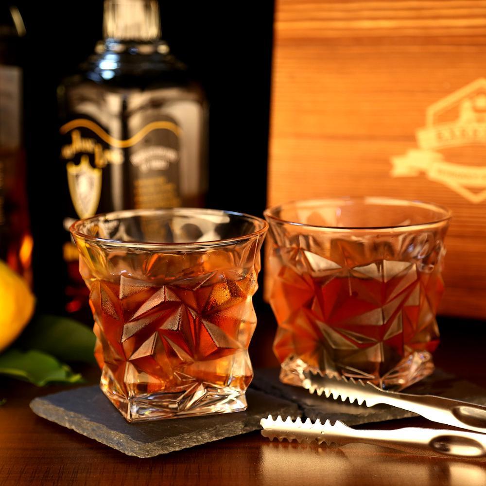 Whiskey Stones Gift Set - Whiskey Glass Set of 2 - Granite Chilling Whiskey Rocks - Scotch Bourbon