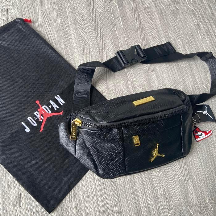 Waistbag Pria Waistbag Air Jordan Regal Crossbody / Leather Snake Black Gold