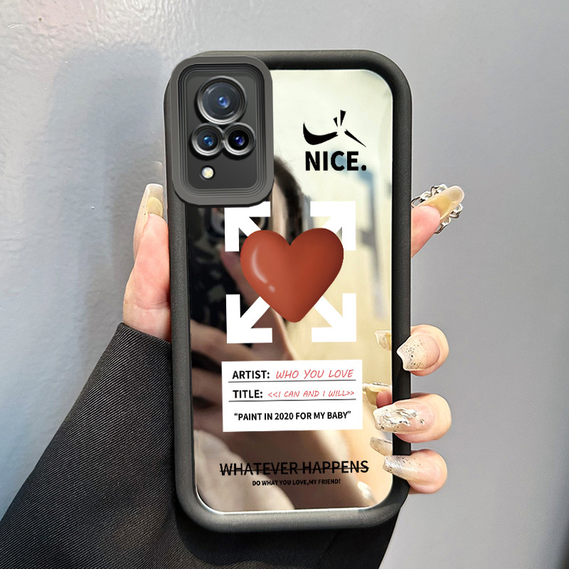 Casing Hp VIVO V21 5G V21s 5G V21E Y73 2021 Case Hati merah Panah Mirror Kasing silikon cocok pria d