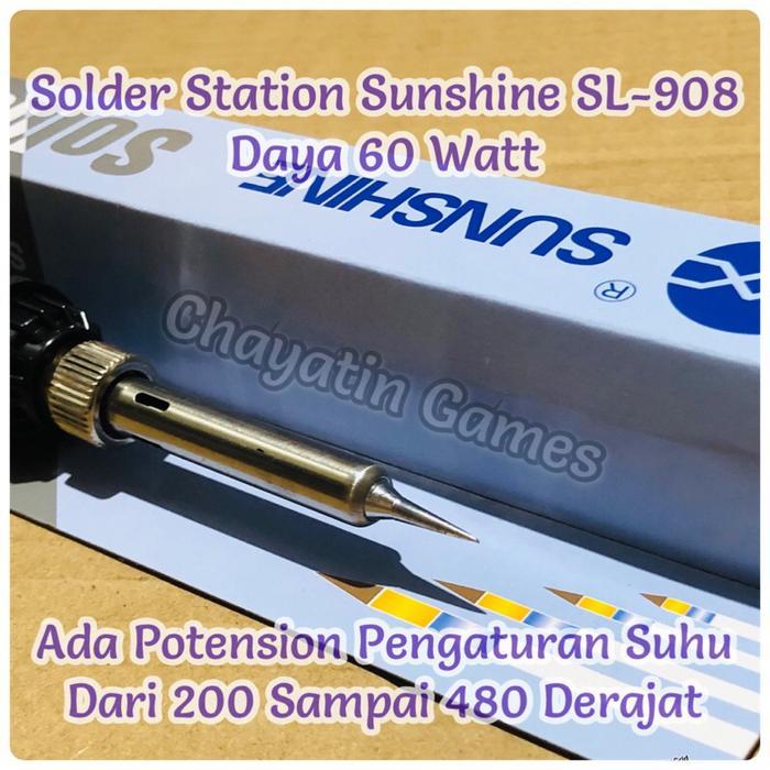 SOLDER STATION ORIGINAL SUNSHINE SL 908 DAYA 60 WATT MODEL MATA LANCIP AC 220 VOLT