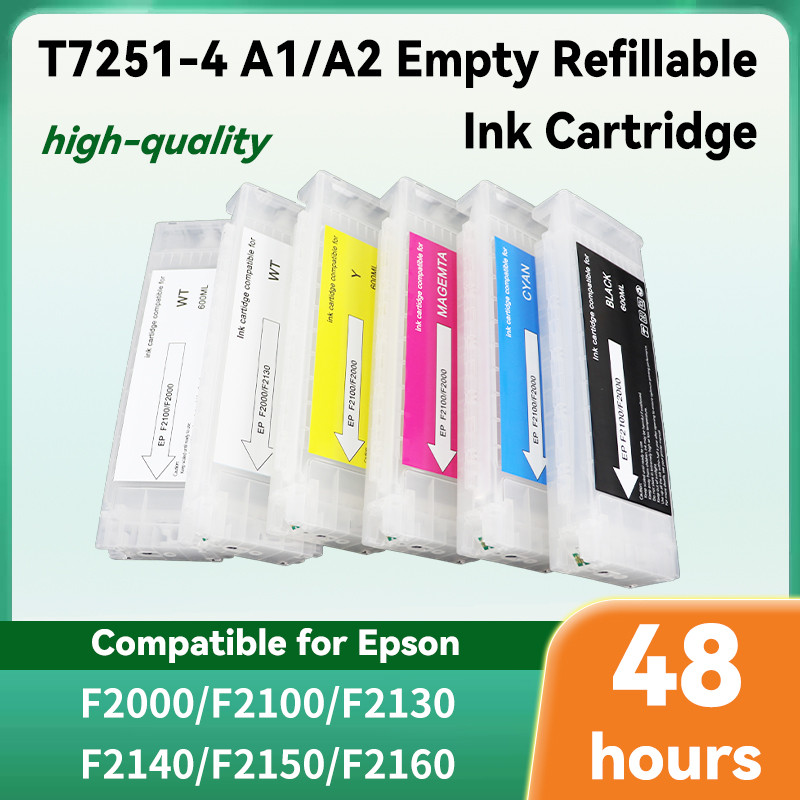 With DTG Textile ink Empty & Refillable Cartridge T7251 T7254 T725A1 T725A2 for Epson surecolor