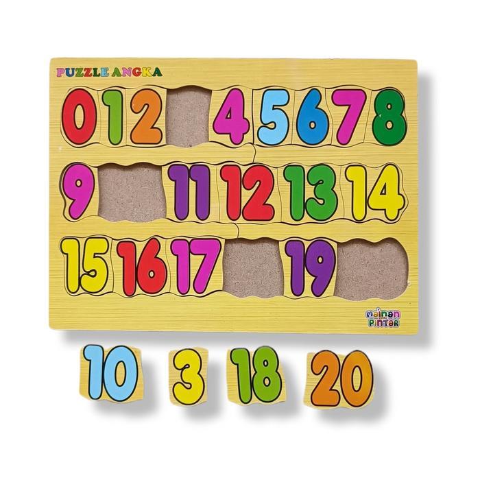 Mainan Edukasi Anak Paket Puzzle Kayu Isi 4 Huruf Hijaiyah Arab Huruf Besar Kecil Angka 0-20