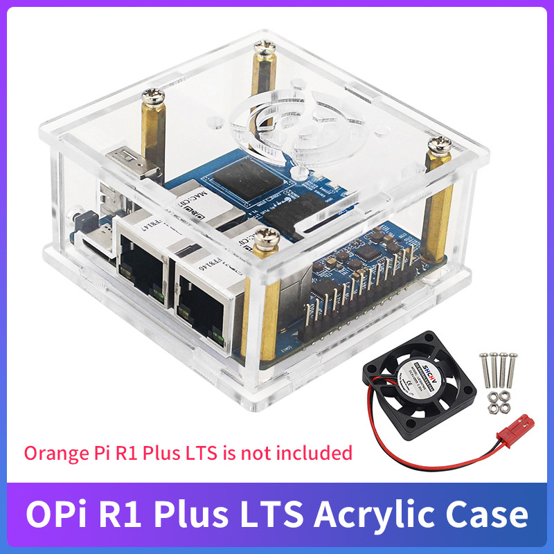 Acrylic Case for Orange Pi R1 Plus Optional Cooling Fan Clear Box Protection Shells Transparent Case