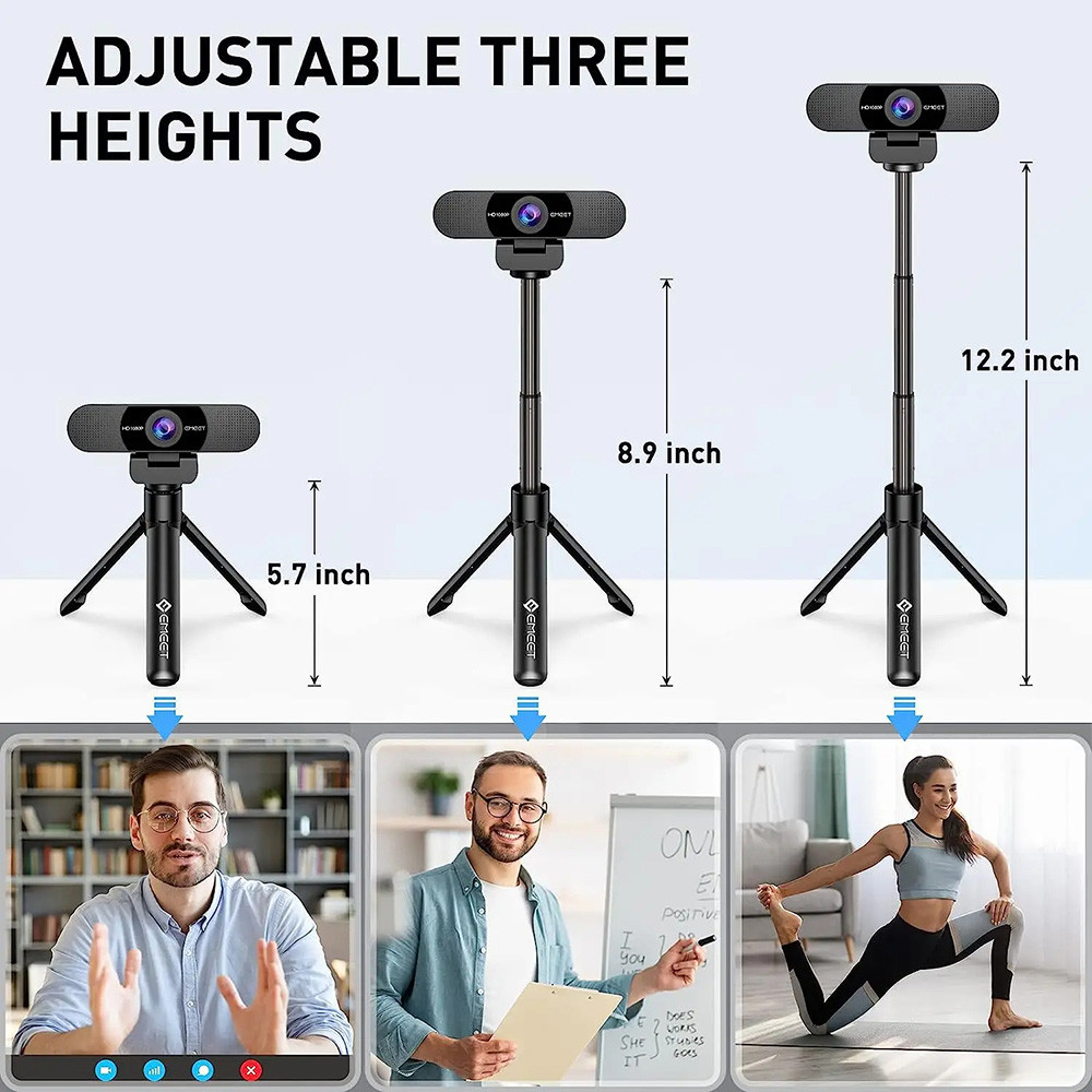 Webcam 1080P Full HD Web Camera EMEET C960 Computer Camera With Tripod & Microphone 90FOV Web Cam