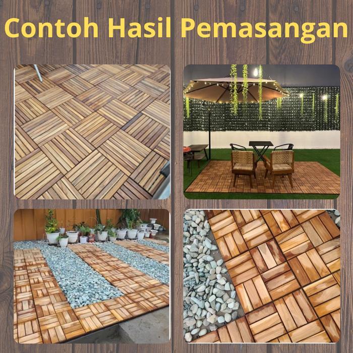 "New" Decking Tile - Ubin Kayu Jati Mozaik Bongkar Pasang - Lantai Pool Deck